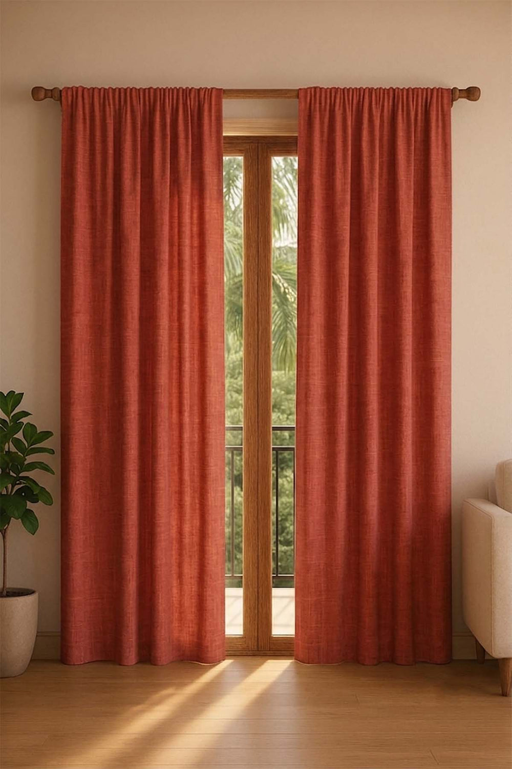 SOLID & TEXTURE HEAVY FABRICS Raffia Red Pepper Woven Heavy Fabric And Curtains