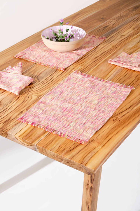 TABLE MATS Raffia Pink Table Mat (Set Of 4)