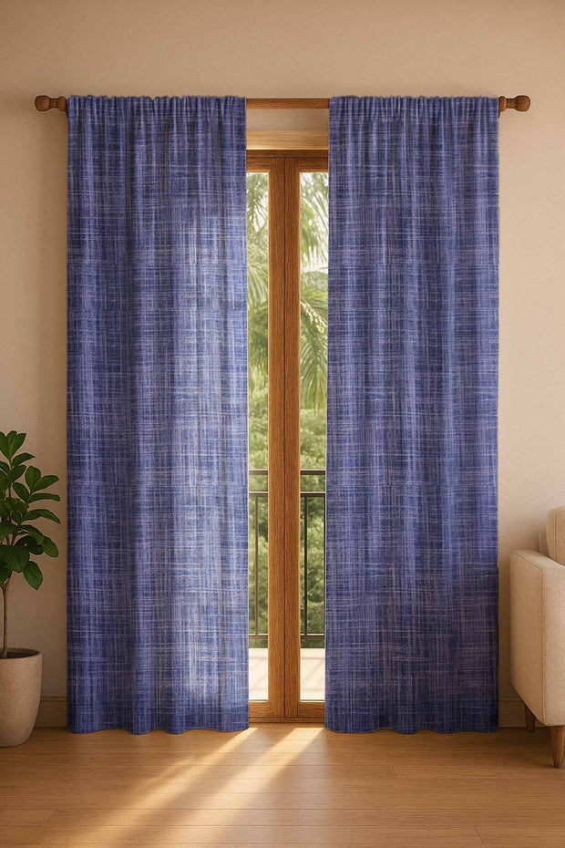 CURTAINS Raffia Drift Blue Cotton Drapes And Blinds