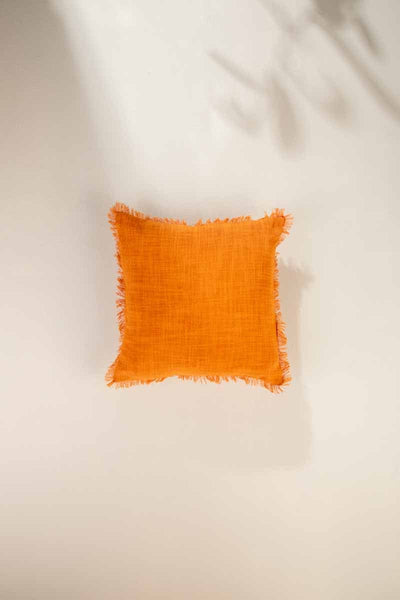 SOLID & TEXTURED CUSHIONS Raffia Orange Cushion Cover (41 Cm X 41 Cm)