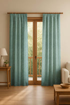 Raffia Turquoise Cotton Drapes And Blinds