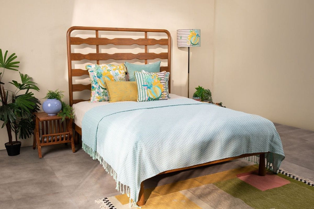 Code Checks Recycled Cotton Bedcover (Blue Green)