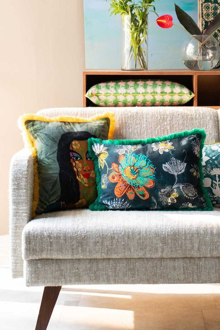 PRINT & PATTERN CUSHIONS Reddest Passion Flower Red Orange Cushion Cover (36 Cm X 50 Cm)