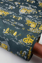 PRINT & PATTERN HEAVY FABRICS Resting Lion Printed Heavy Fabric And Curtains (Grey Lime)