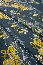 UPHOLSTERY FABRIC SWATCH Resting Lion Printed Upholstery Fabric Swatch (Grey Lime)