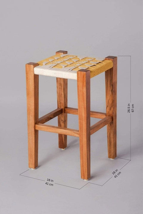 STOOLS Retro Rush Acacia Wood And Rope Stool