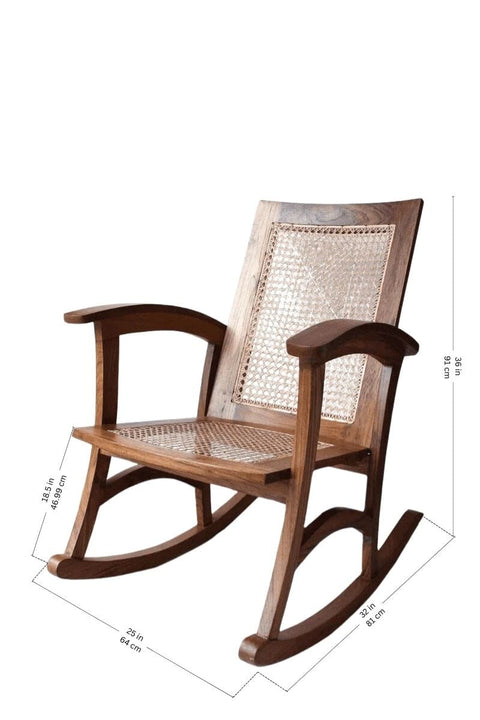 ARMCHAIRS & ACCENTS Rocking Teak Wood And Wicker Armchair