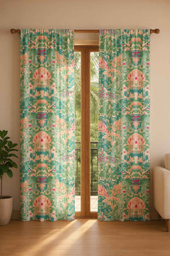 Rorschach Emerald Green Cotton Drapes And Blinds