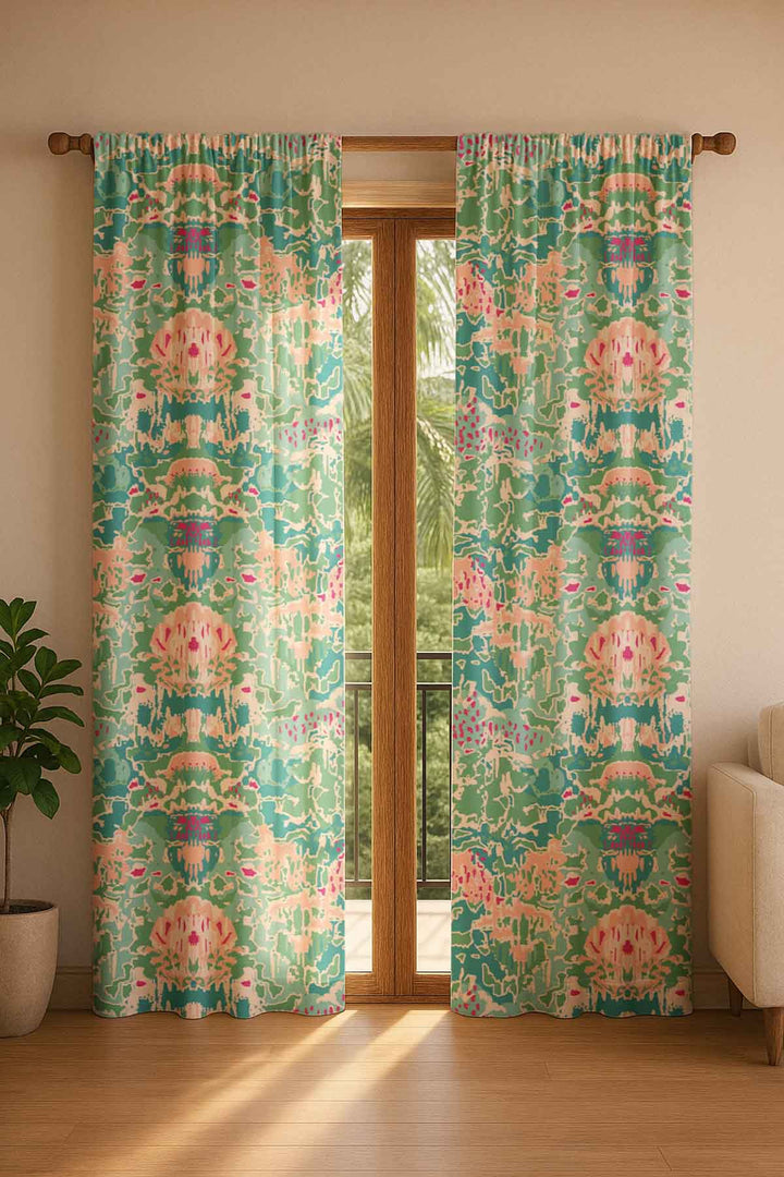 CURTAINS Rorschach Emerald Green Cotton Drapes And Blinds
