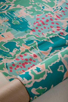 Rorschach Emerald Green Printed Upholstery Fabric
