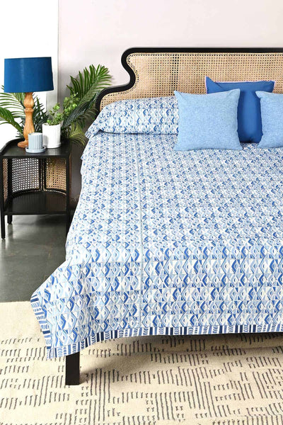 PRINT & PATTERN BEDCOVERS Sabal Pure Cotton Bedcover (Blue)