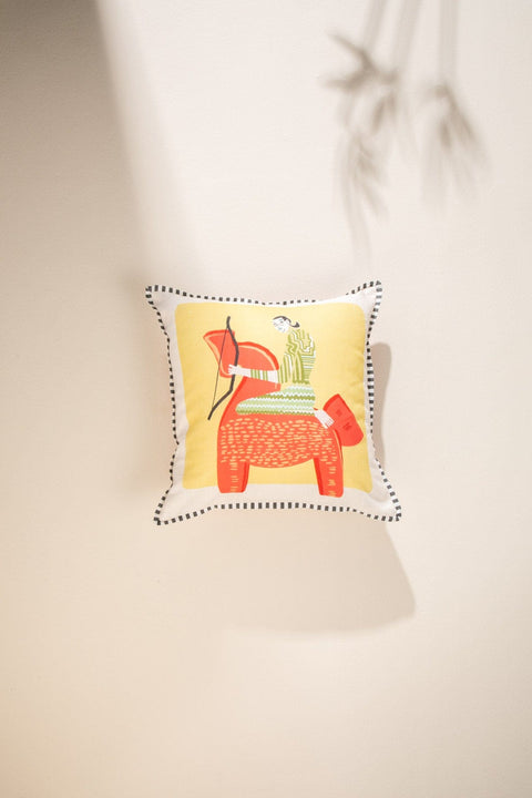 PRINT & PATTERN CUSHIONS Sagittarius Curious Explorer  Yellow Cushion Cover (41 Cm X 41 Cm)