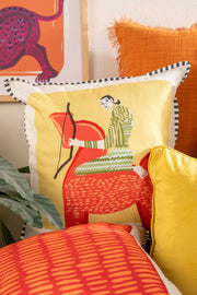 PRINT & PATTERN CUSHIONS Sagittarius Curious Explorer  Yellow Cushion Cover (41 Cm X 41 Cm)