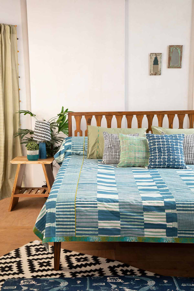 PRINT & PATTERN BEDCOVERS Salaka Pure Cotton Bedcover (Ocean Blue)