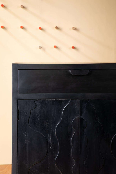 CABINETS Samsara Mango Wood Bar Cabinet (Charcoal)