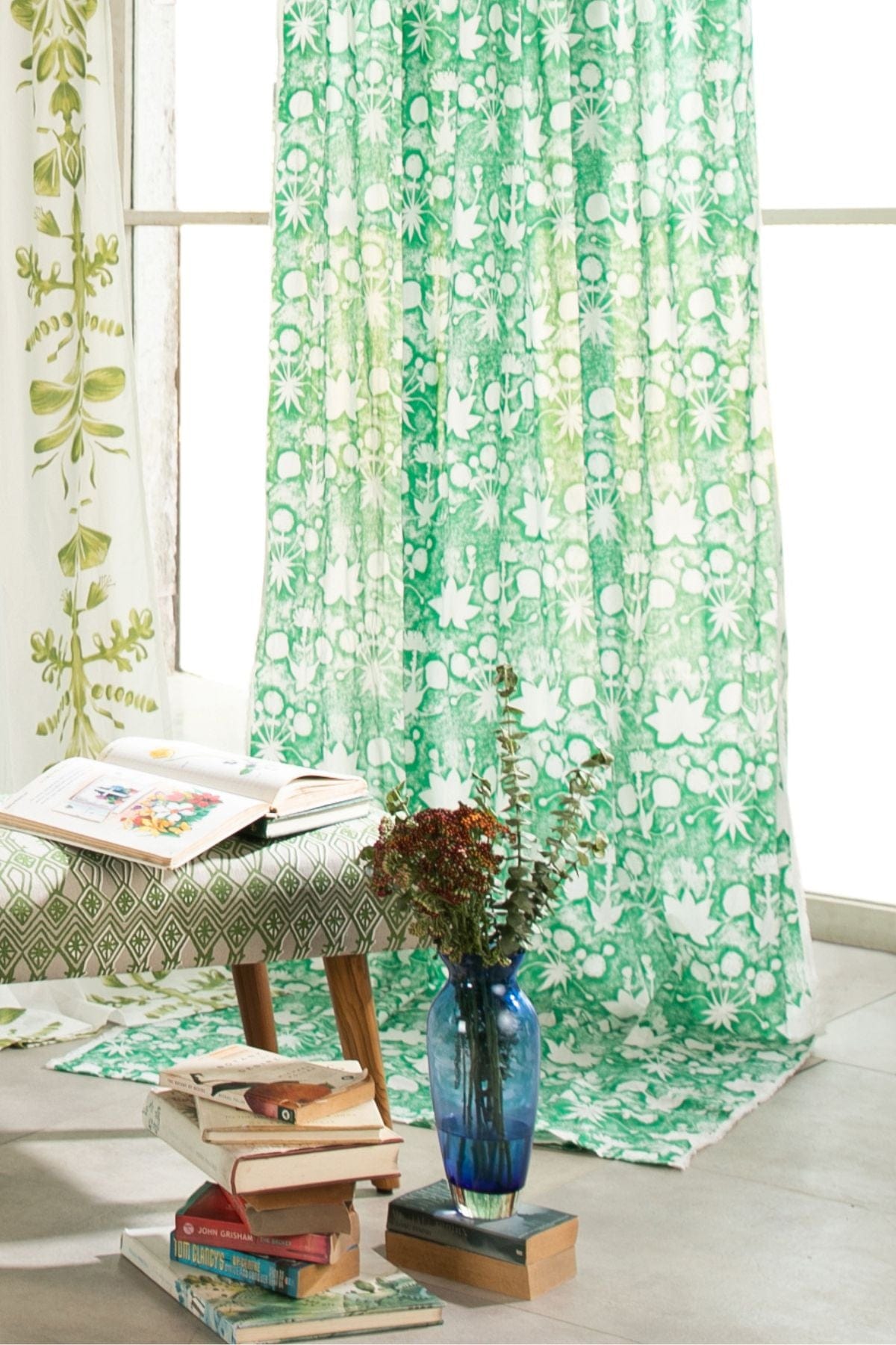 CURTAINS Sativa Gaga Green Sheer Curtain