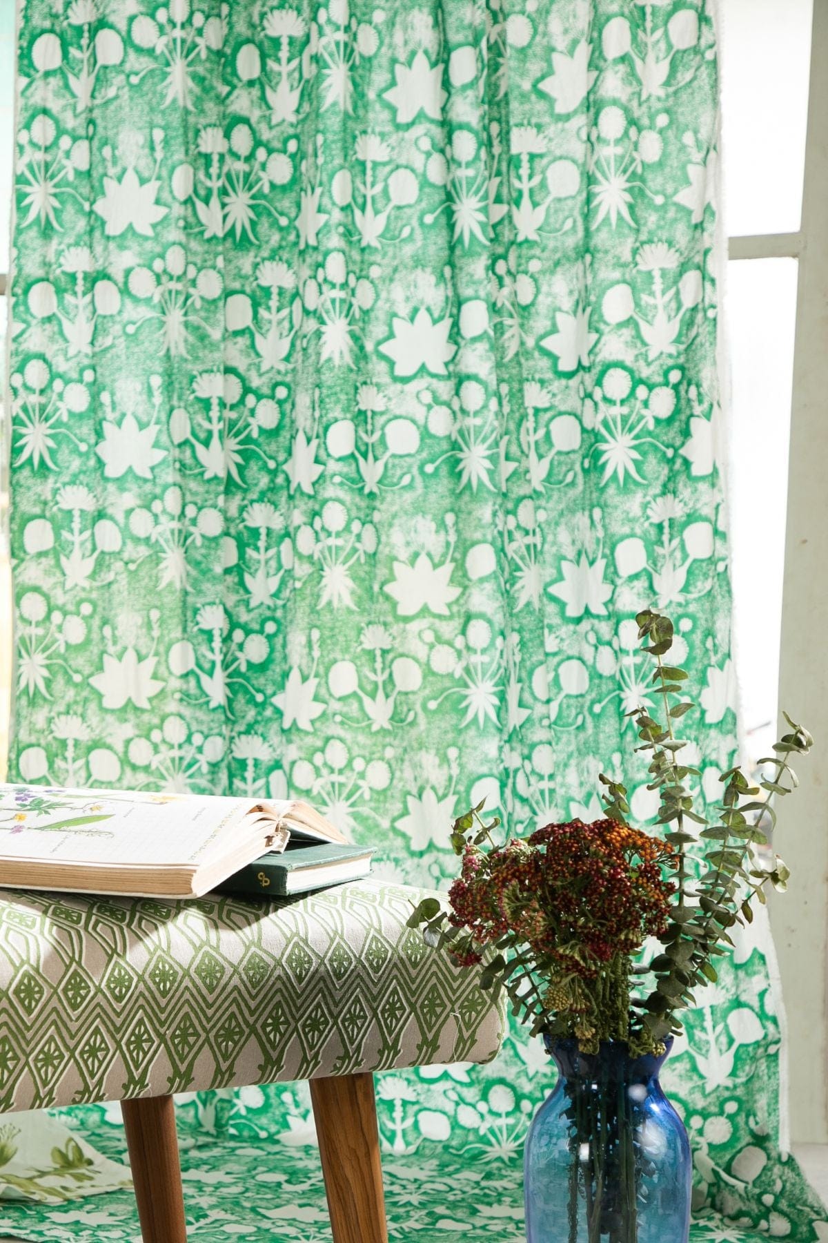 CURTAINS Sativa Gaga Green Sheer Curtain
