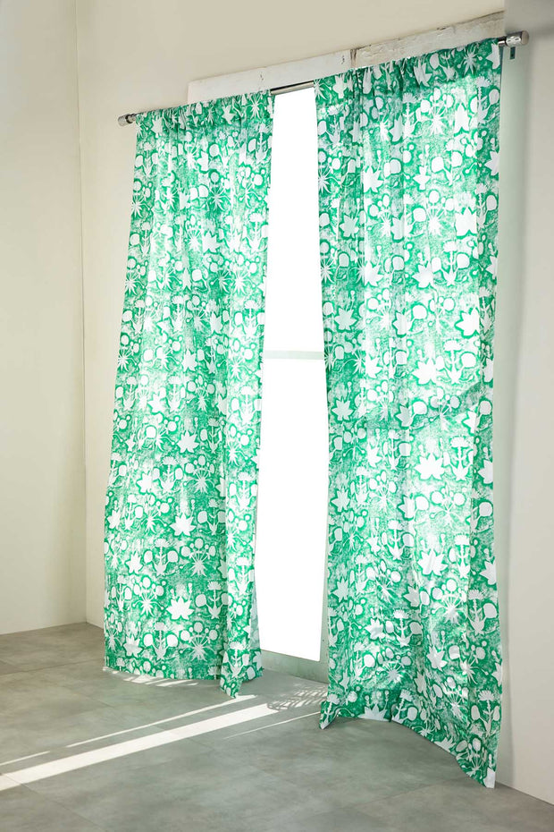 CURTAINS Sativa Gaga Green Window Curtain in Sheer Fabric