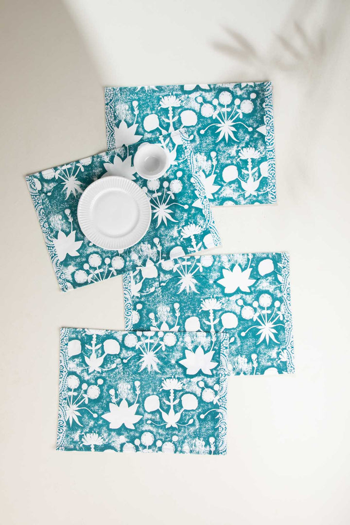 TABLE MATS Sativa Teal Balance Table Mat (Set Of 4)