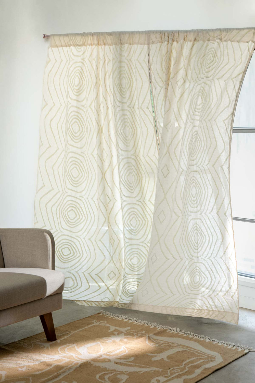 CURTAINS Sej  Light Taupe Window Curtain In Sheer Fabric
