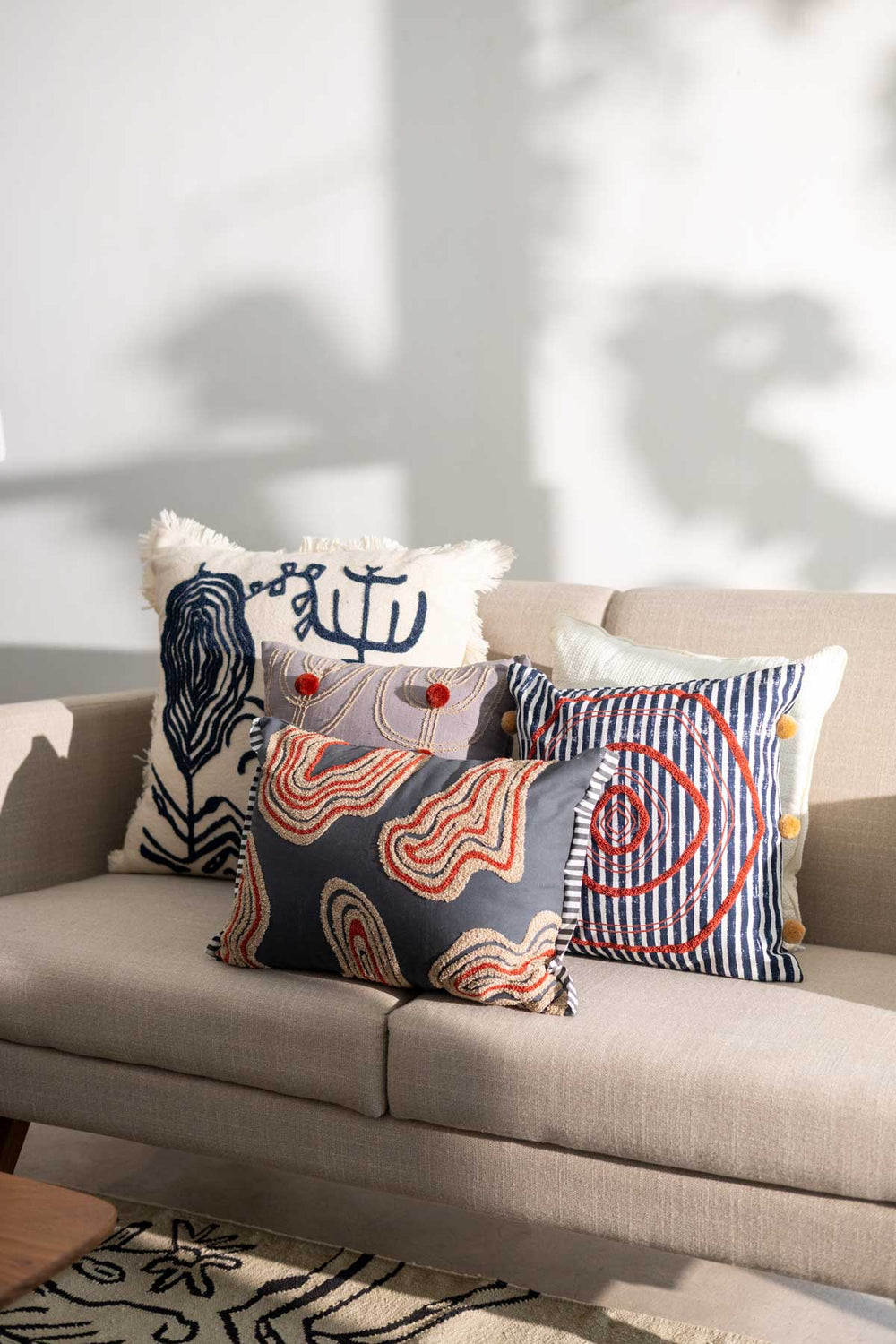 ACCENT CUSHIONS Sej Navy Blue Cushion Cover (41 X 41 Cm)