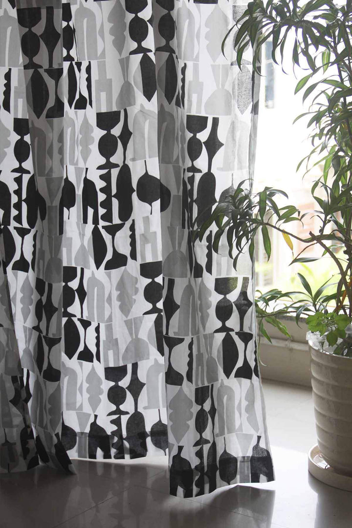 SHEER FABRIC AND CURTAINS Senhur Sheer Fabric And Curtains (Grey / Black)