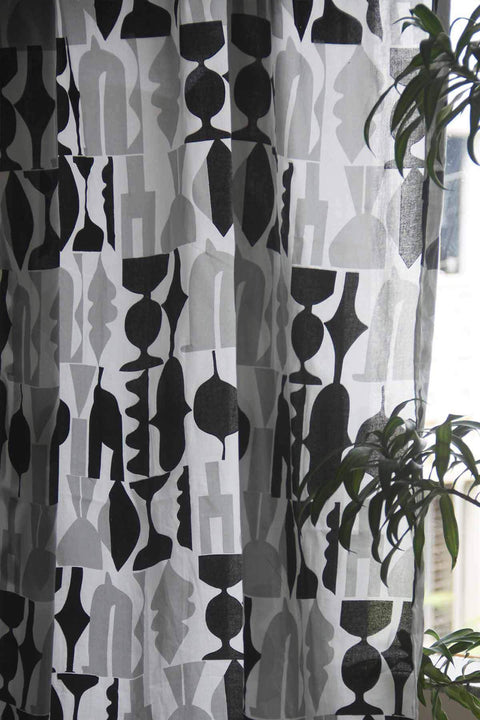 SHEER FABRIC AND CURTAINS Senhur Sheer Fabric And Curtains (Grey / Black)