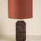 Senhur Charcoal Wood Table Lamp with Solid Drum Lampshade (Rust Red)
