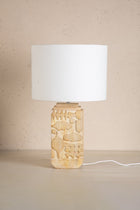 Senhur Wood Table Lamp with Solid Drum Lampshade (Off White)