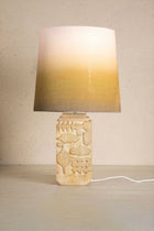 Senhur Wood Table Lamp with Akshaya Taper Lampshade (Olive Green)