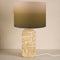 Senhur Wood Table Lamp with Akshaya Drum Lampshade (Olive Green)
