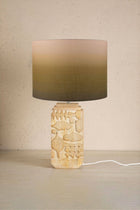 Senhur Wood Table Lamp with Akshaya Drum Lampshade (Olive Green)