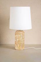 Senhur Wood Table Lamp with Solid Taper Lampshade (Off White)