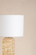 Senhur Wood Table Lamp with Solid Drum Lampshade (Off White)