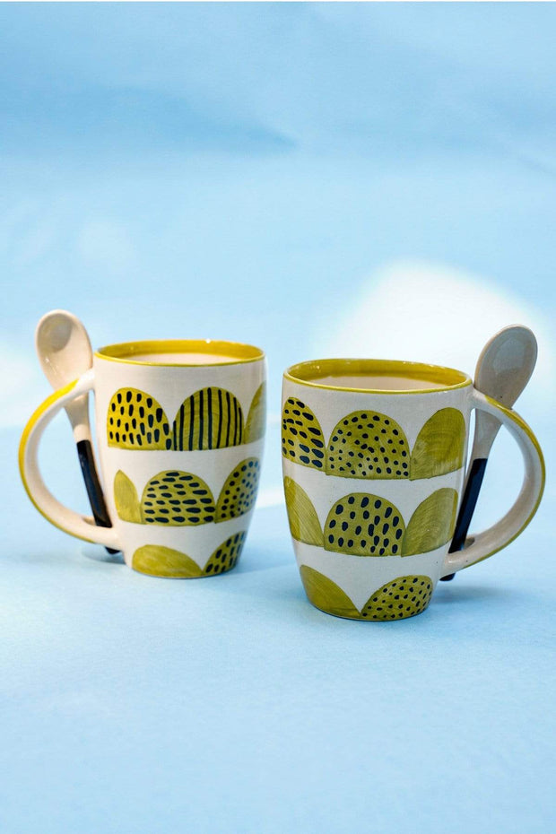 MUGS & CUPS Senhur Coffee Mug With Spoon (Set Of 2)