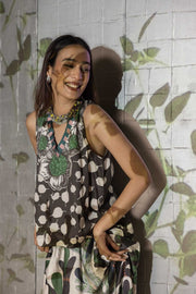 TOPS Senhur Leaf Tunic Top (Champagne Grey)