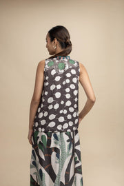 TOPS Senhur Leaf Tunic Top (Champagne Grey)