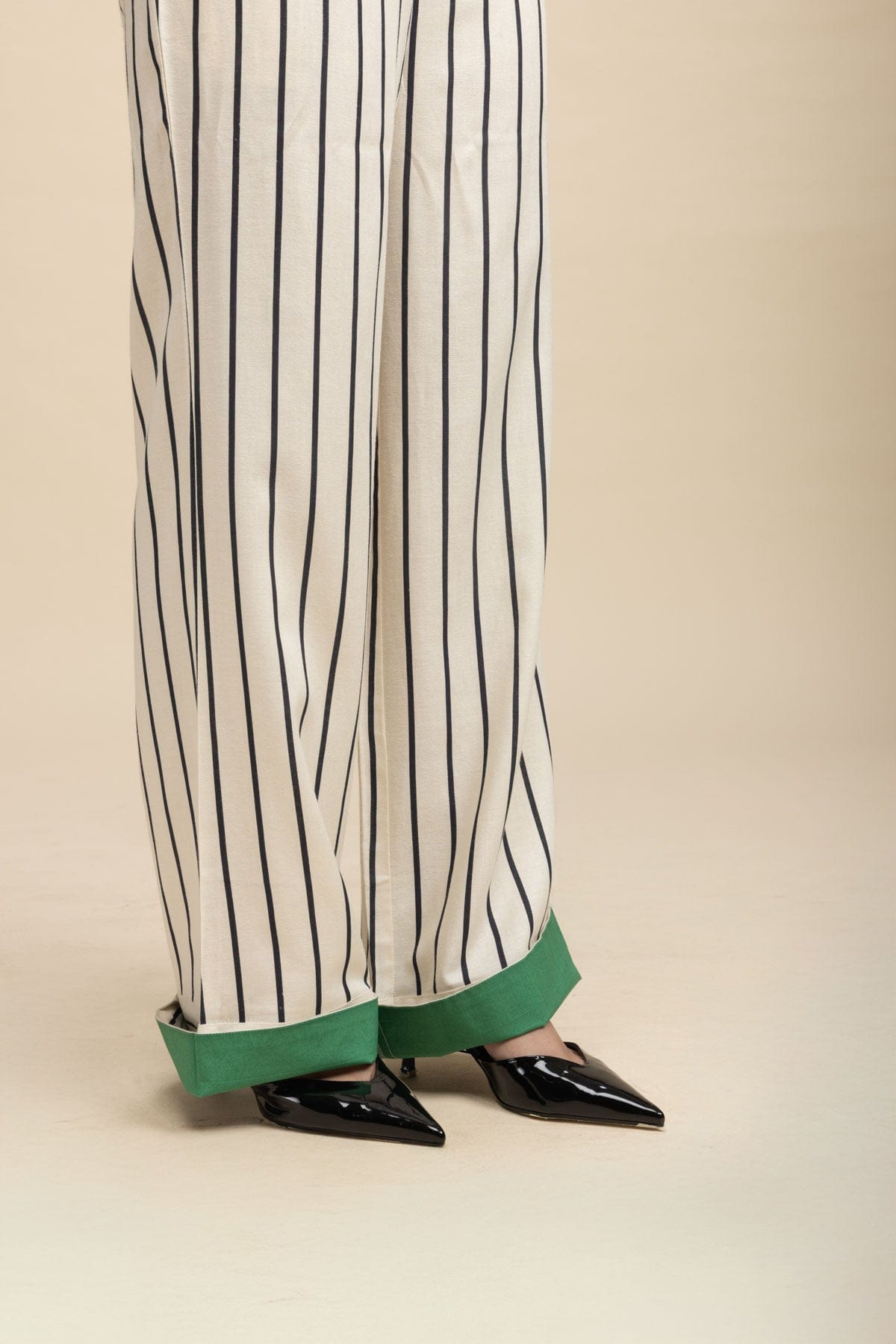 BOTTOMS Shadow Stripes Flared Pants (Buttercream)