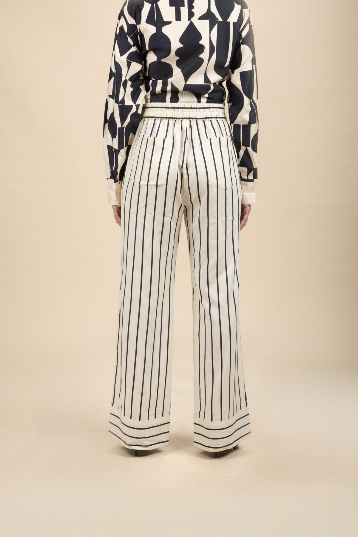 BOTTOMS Shadow Stripes Flared Pants (Buttercream)