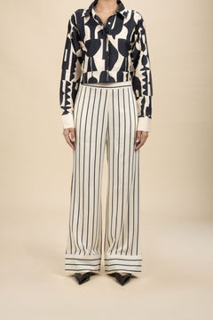 BOTTOMS Shadow Stripes Flared Pants (Buttercream)