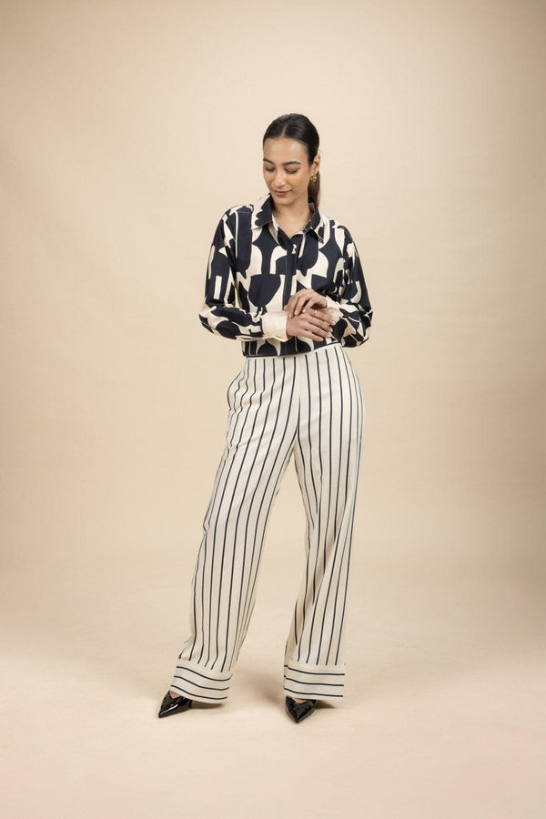 Shadow Stripes Flared Pants (Buttercream)