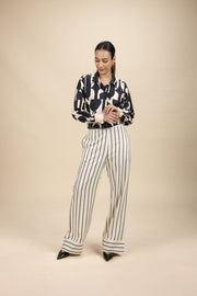 BOTTOMS Shadow Stripes Flared Pants (Buttercream)