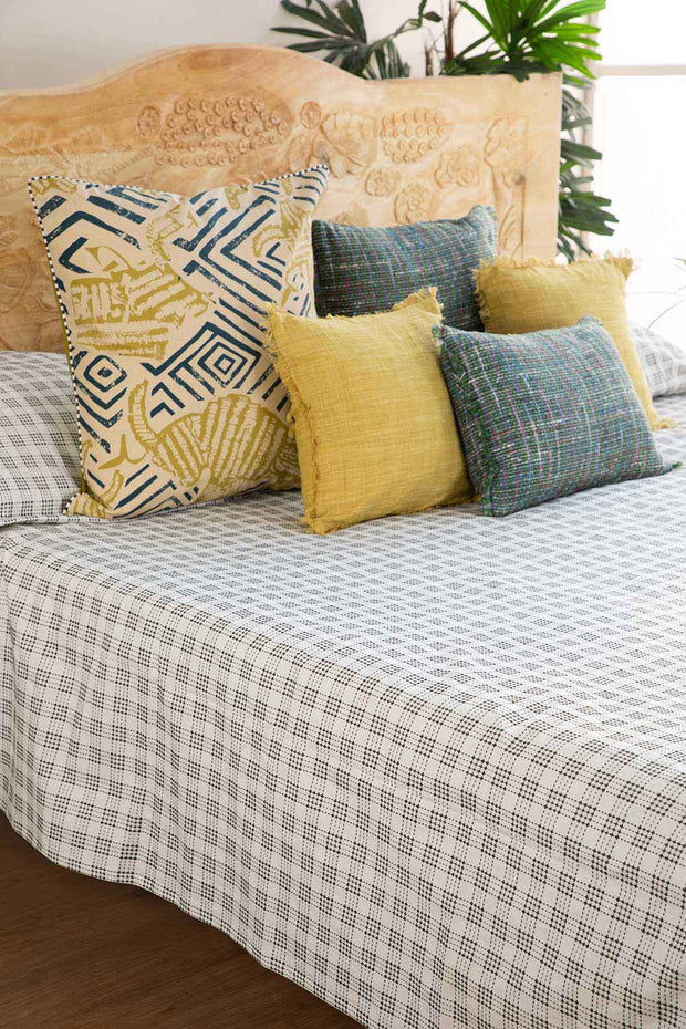 SOLID & TEXTURED BEDCOVERS Shadow Trails Woven Cotton Bedcover (Ecru)