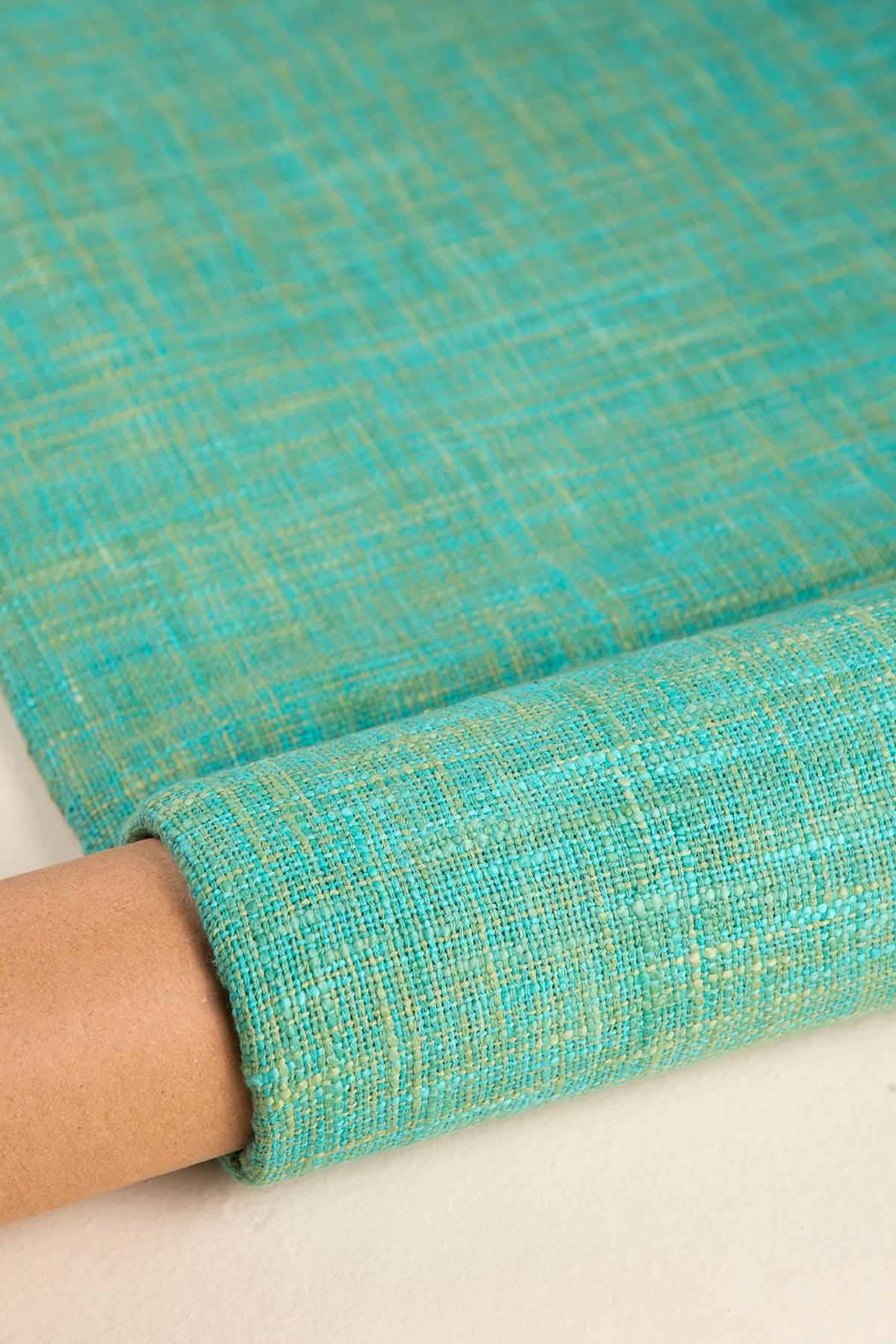 Shoreline Viridian Green Tweed Upholstery Fabric