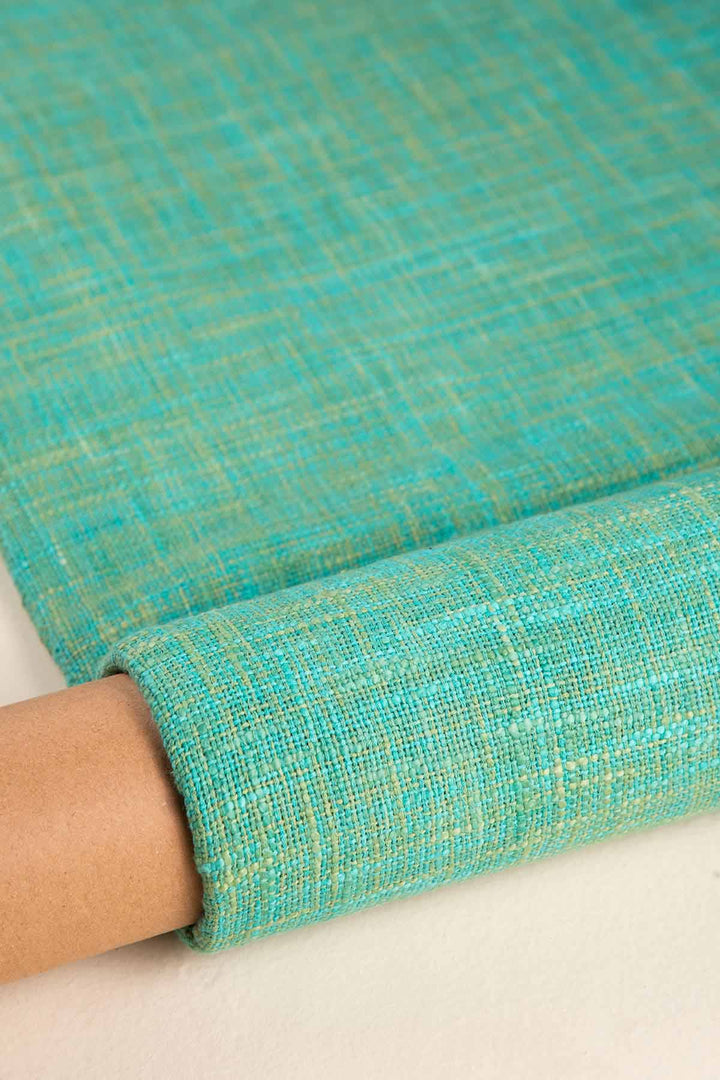 SOLID & TEXTURED UPHOLSTERY FABRICS Shoreline Viridian Green Tweed Upholstery Fabric