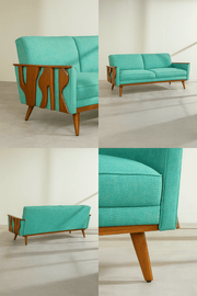 SOLID & TEXTURED UPHOLSTERY FABRICS Shoreline Viridian Green Tweed Upholstery Fabric