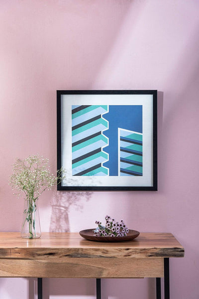 WALL ACCENTS Sky Scaper Wall Art (Blue And Green)