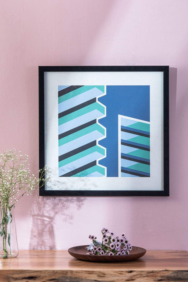 WALL ACCENTS Sky Scaper Wall Art (Blue And Green)