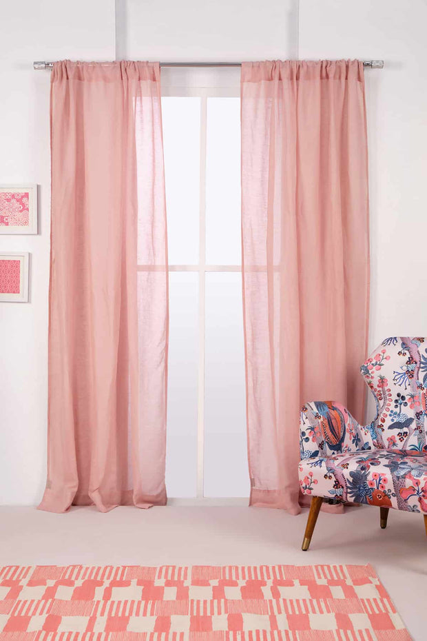 CURTAINS Soft Malabar Pink Sheer Curtain (Cotton Linen)