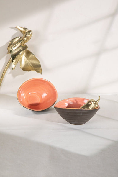 BOWLS Solaire Orange Ceramic Soup Bowl (Set Of 2)